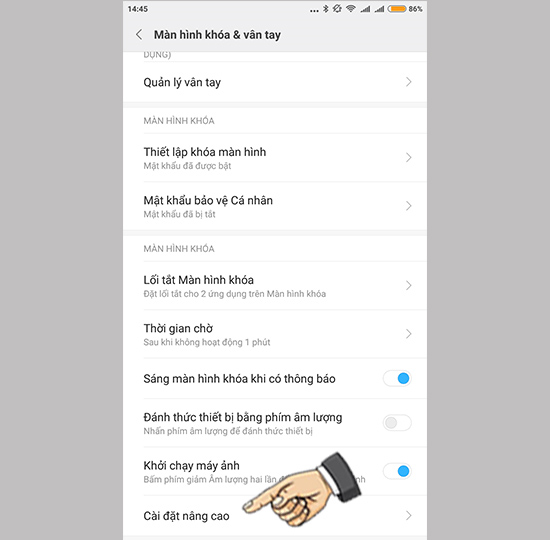 Vào cài đặt nâng cao